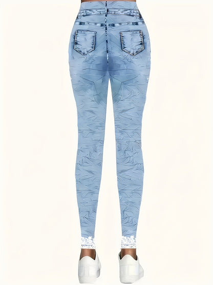 Women's Stretch Leggings - Stretch Comfort – Light Blue detail view