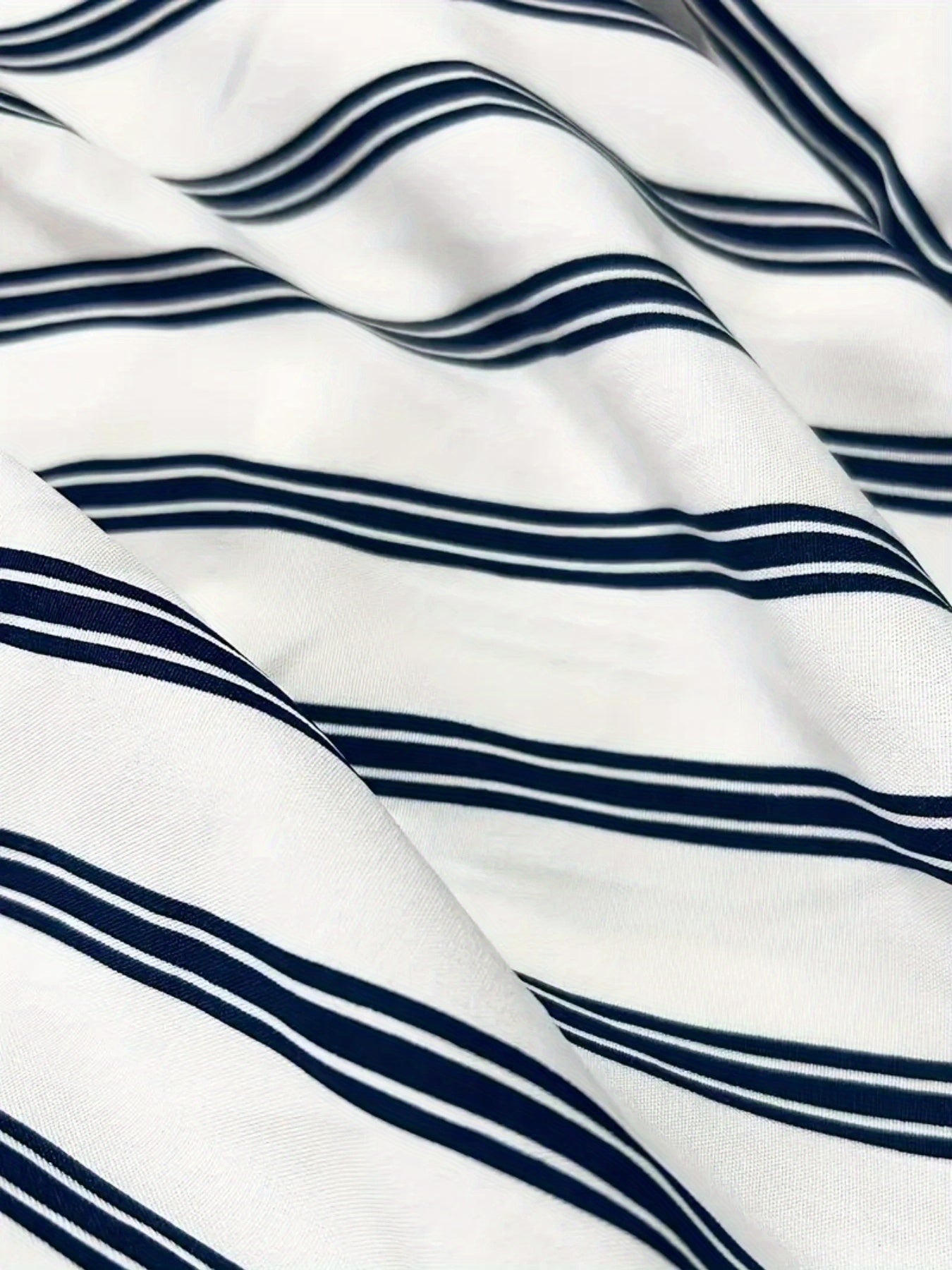Women's Striped Blouse - V-Neck Short Sleeve detail view
