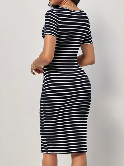 Women's Striped Bodycon Dress detail view