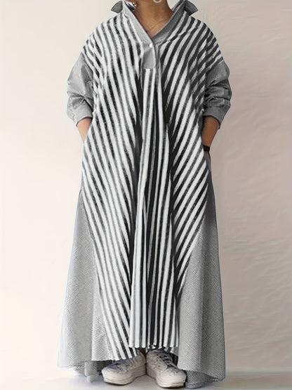 Women's Striped Collared Shirt Dress - Button Front – view 3