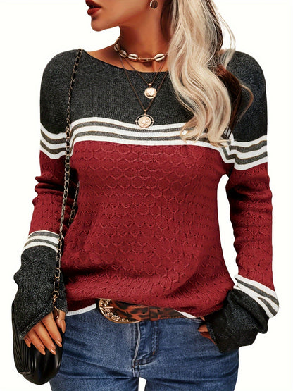 Women's Striped Pullover Sweater - Slim Fit Crew Neck – view 2