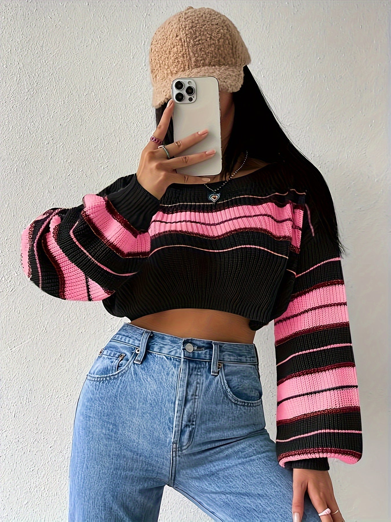 Women's Striped Sweater - Regular Fit Crew Neck – main product image