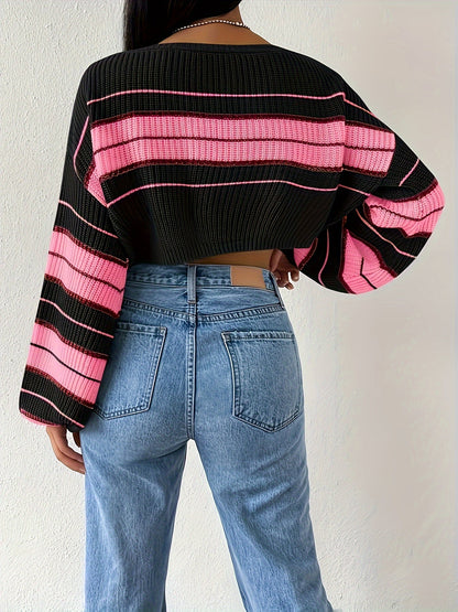 Women's Striped Sweater - Regular Fit Crew Neck detail view