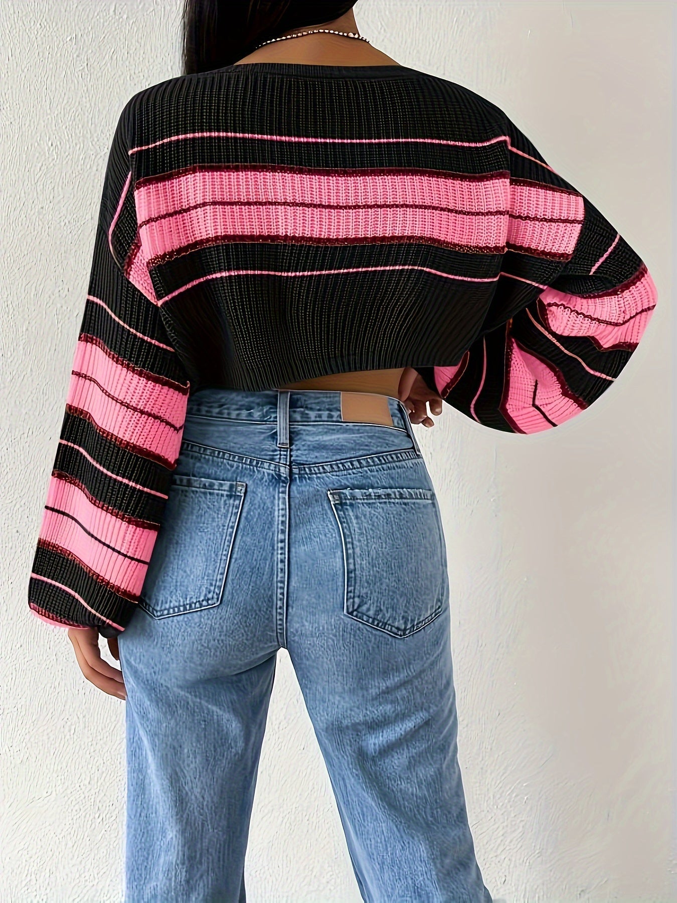 Women's Striped Sweater - Regular Fit Crew Neck detail view