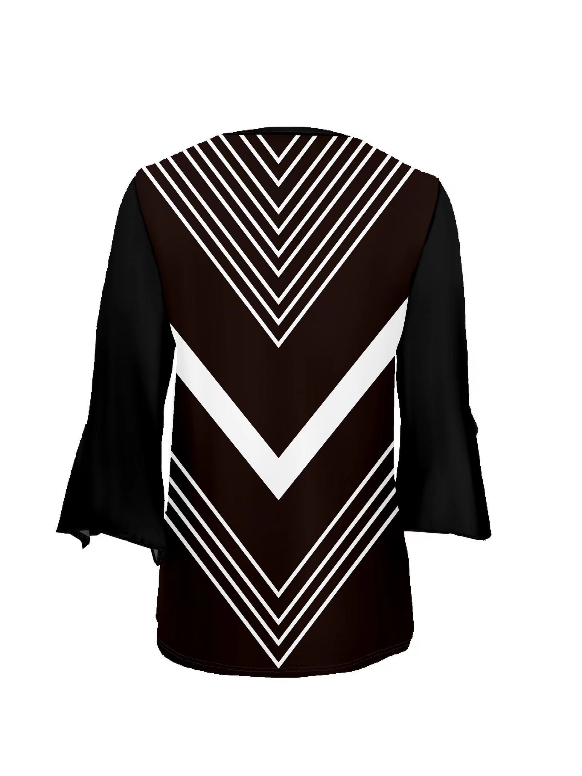 Women's Striped T-Shirt - Round Neck Three-Quarter Sleeve detail view