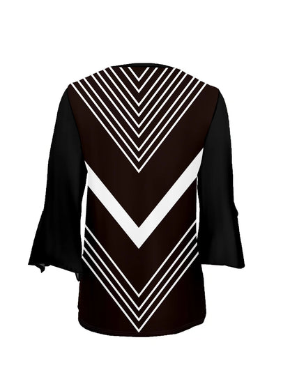 Women's Striped T-Shirt - Round Neck Three-Quarter Sleeve detail view