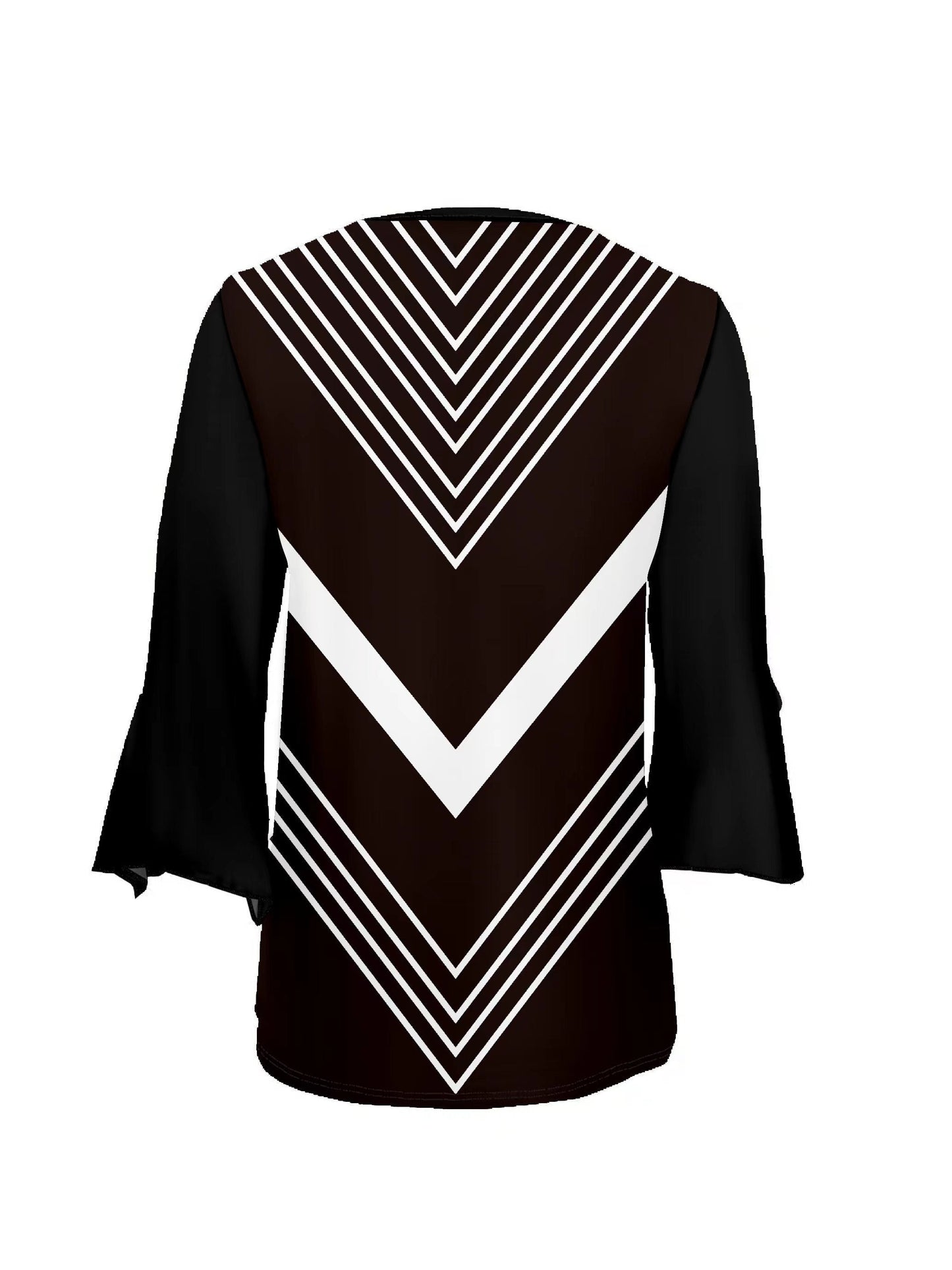 Women's Striped T-Shirt - Round Neck Three-Quarter Sleeve detail view