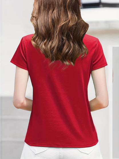 Women's Striped T-Shirt - V-Neck Short Sleeve detail view