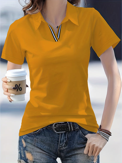 Women's Striped T-Shirt - V-Neck Short Sleeve – Gray option – view 4