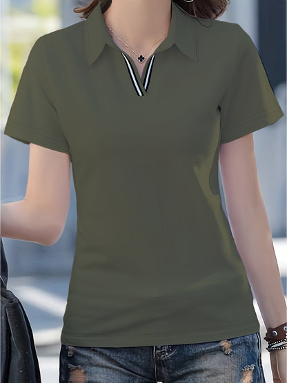 Women's Striped T-Shirt - V-Neck Short Sleeve – Gray option – view 7