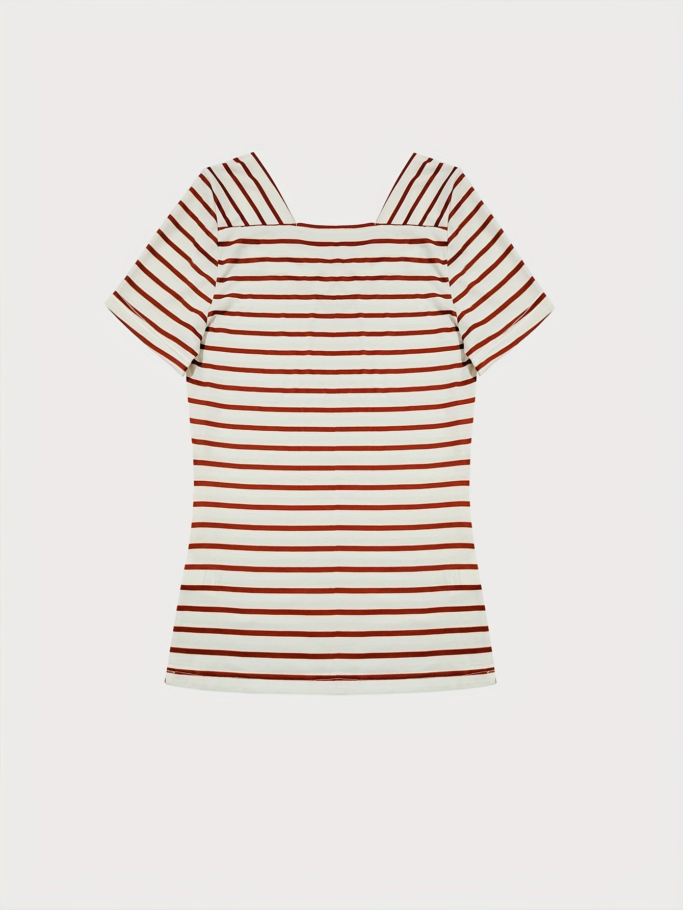 Women's Striped T-Shirt - V-Neck Sleeveless Stripe Detail detail view