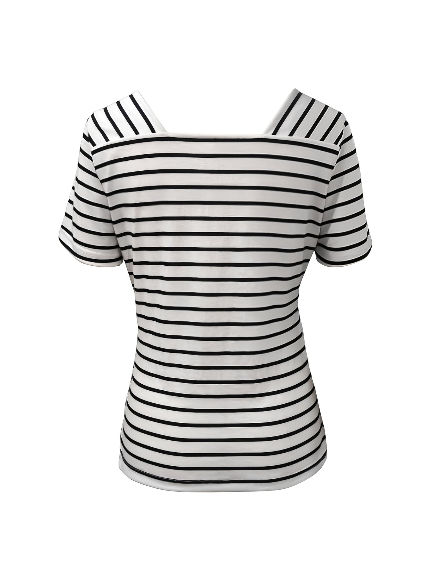 Women's Striped T-Shirt - V-Neck Sleeveless Stripe Detail detail view