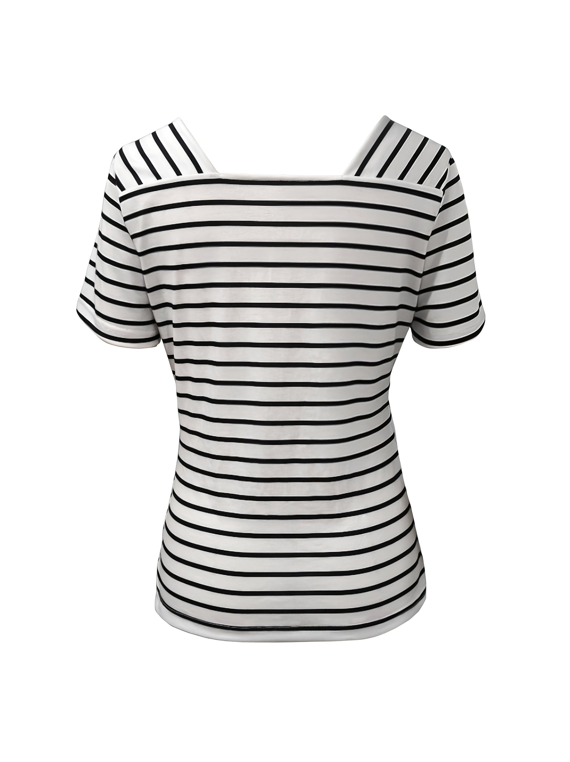 Women's Striped T-Shirt - V-Neck Sleeveless Stripe Detail detail view
