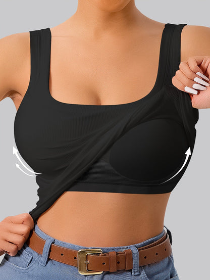 Women's Striped Tank Top - Classic Neck Sleeveless detail view