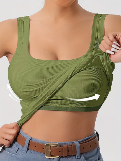 Women's Striped Tank Top - Classic Neck Sleeveless – Grey option – view 2