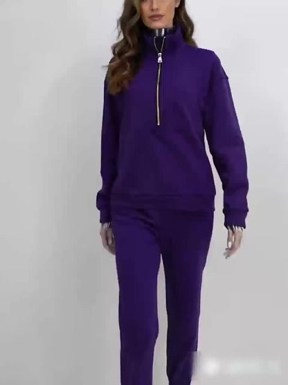 Women's Sweater Outfit Set - Two-Piece Sporty Street Style detail view