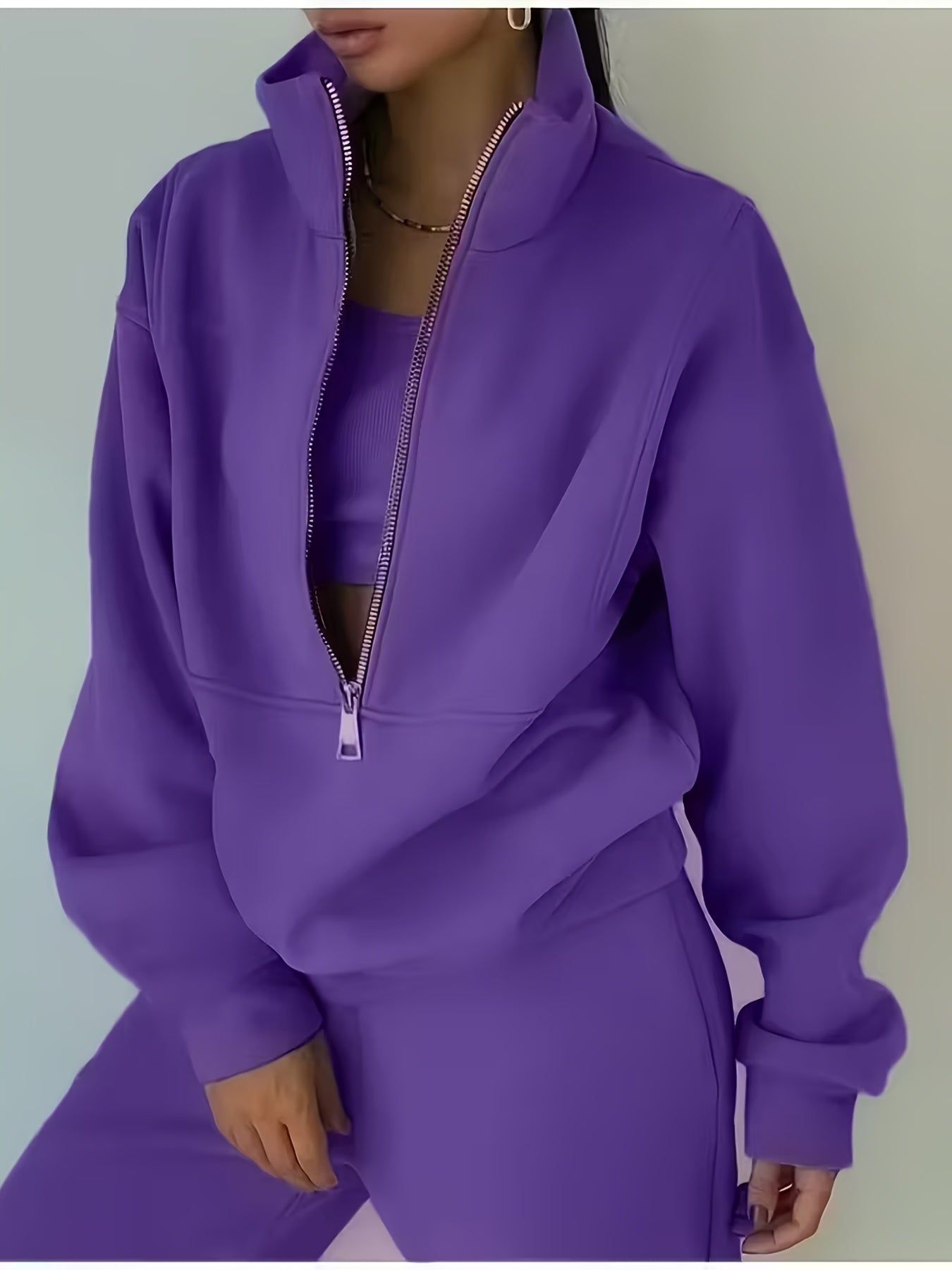 Women's Sweater Outfit Set - Two-Piece Sporty Street Style detail view