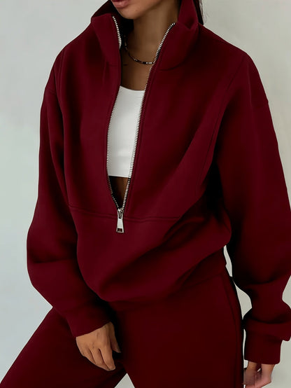 Women's Sweater Outfit Set - Two-Piece Sporty Street Style detail view