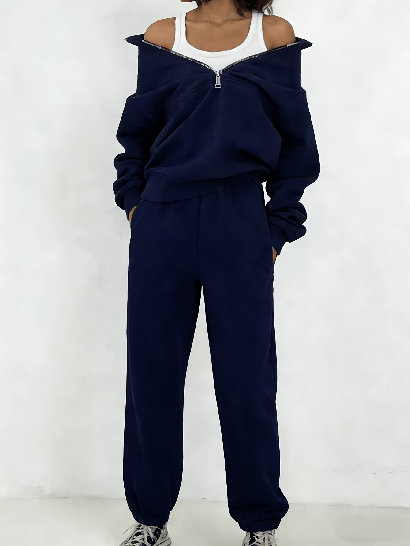 Women's Sweater Outfit Set - Two-Piece Sporty Street Style detail view