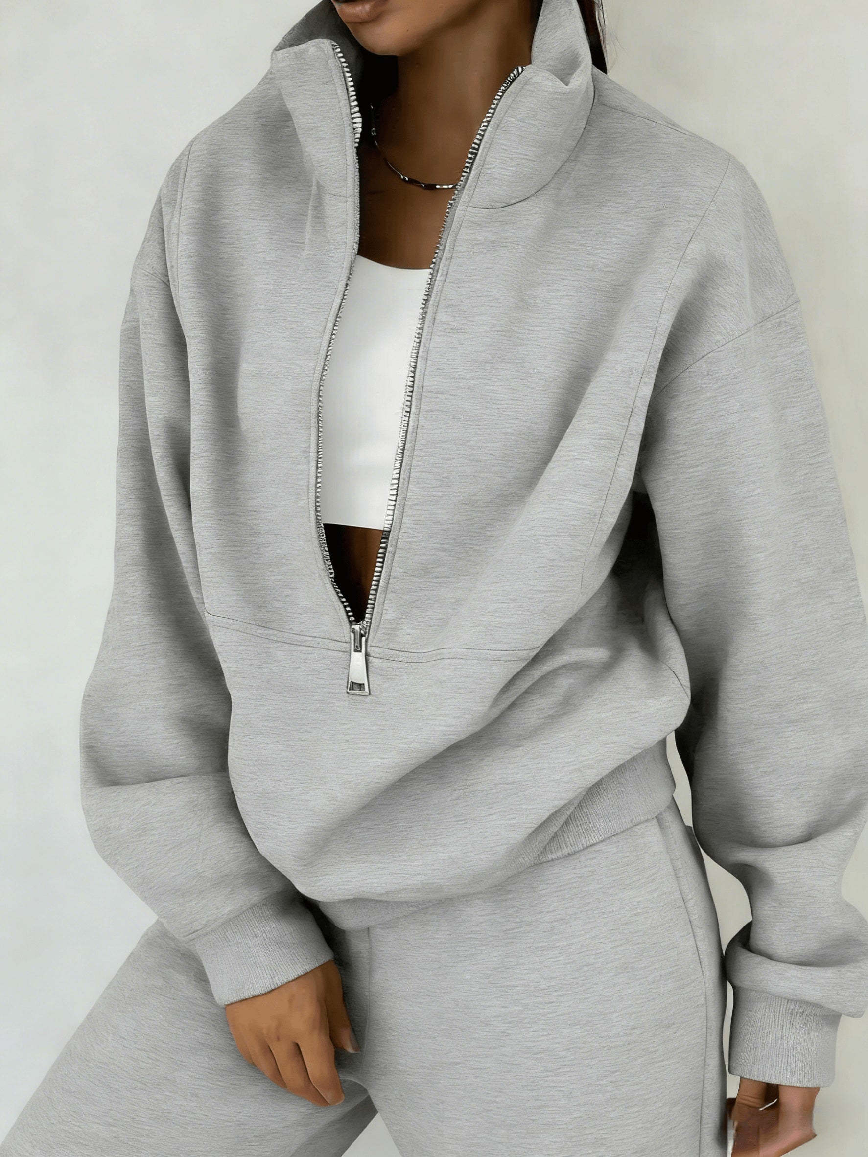 Women's Sweater Outfit Set - Two-Piece Sporty Street Style detail view
