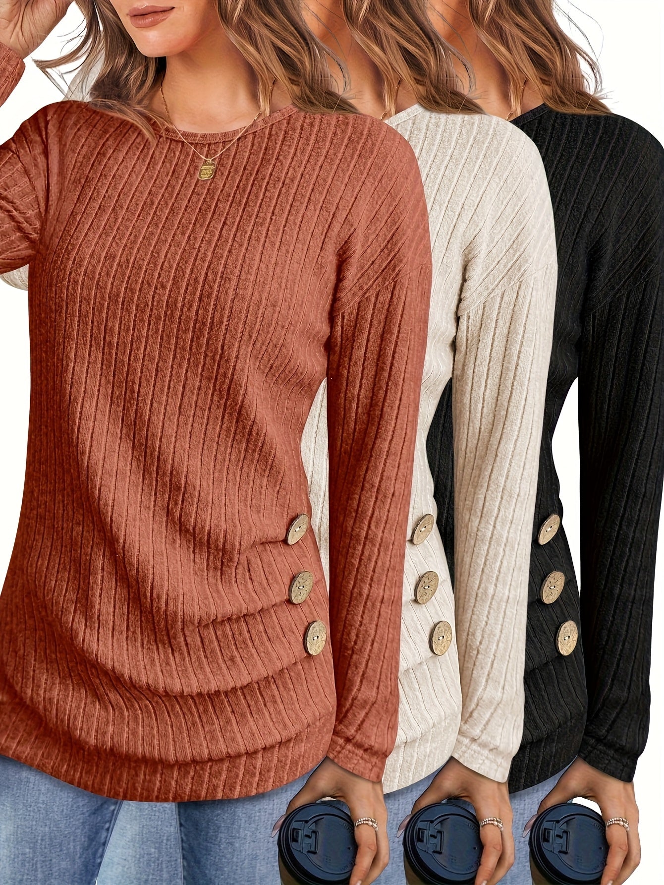 Women's Sweater - V-Neck Button-Front – main product image