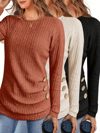Women's Sweater - V-Neck Button-Front detail view