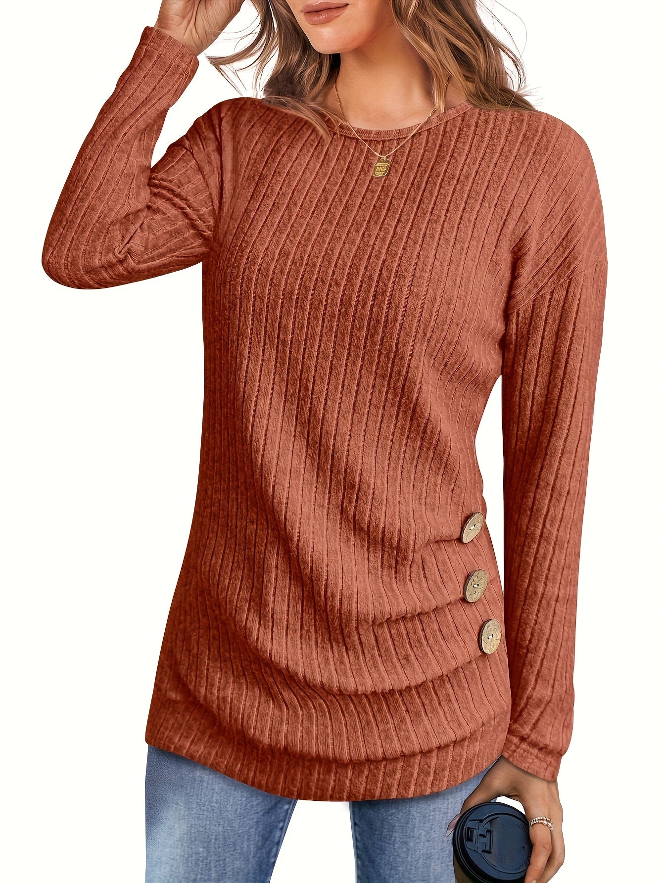 Women's Sweater - V-Neck Button-Front detail view