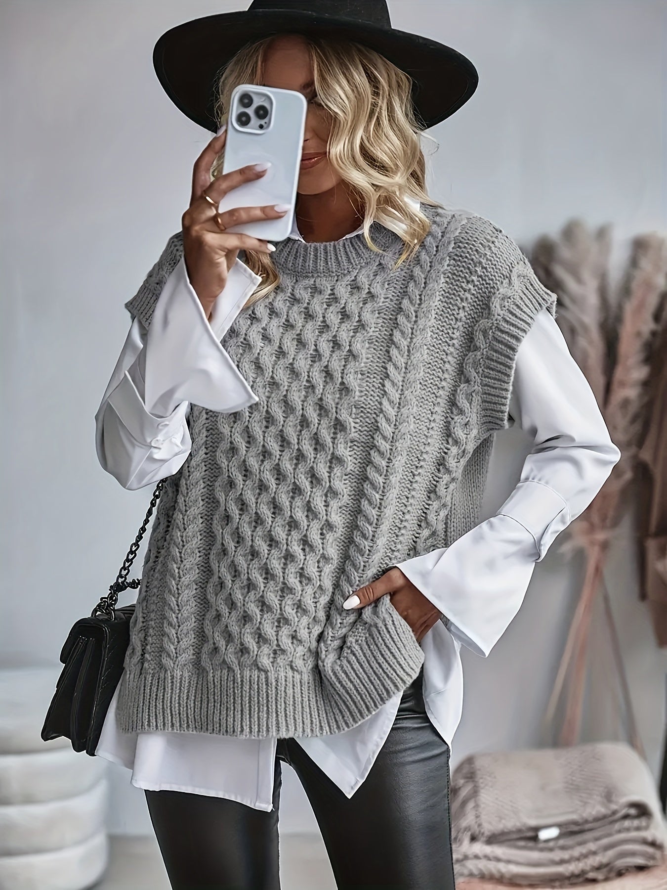Women's Sweater Vest – Khaki option – main product image