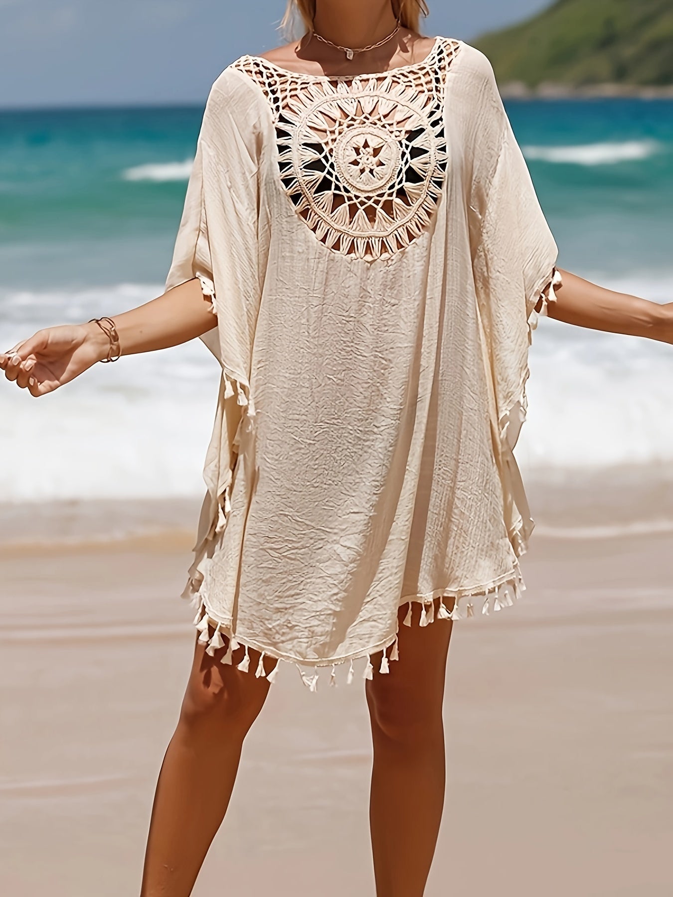 Women's Swim Cover-Up - Beach Ready – Apricot / White – Apricot option – view 3
