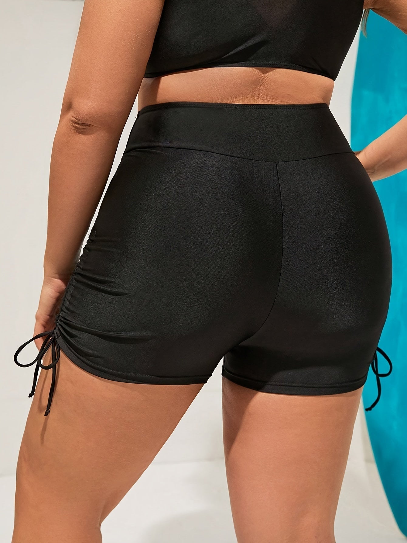 Women's Swim Shorts - High-Waist – Black Colorway 70181 detail view
