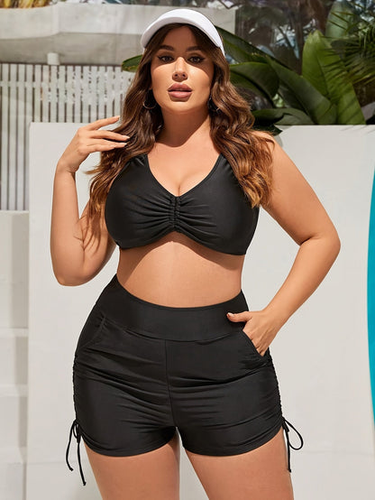 Women's Swim Shorts - High-Waist – Black Colorway 70181 detail view