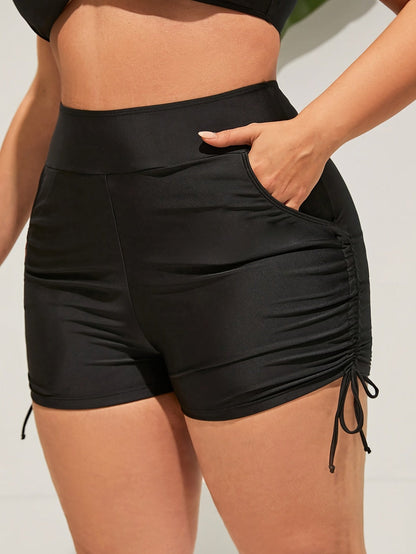 Women's Swim Shorts - High-Waist – Black Colorway 70181 – Black option – main product image