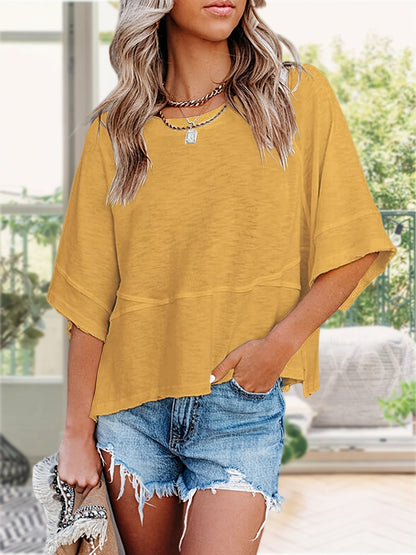 Women's T-Shirt - Solid Color – Blue / White detail view