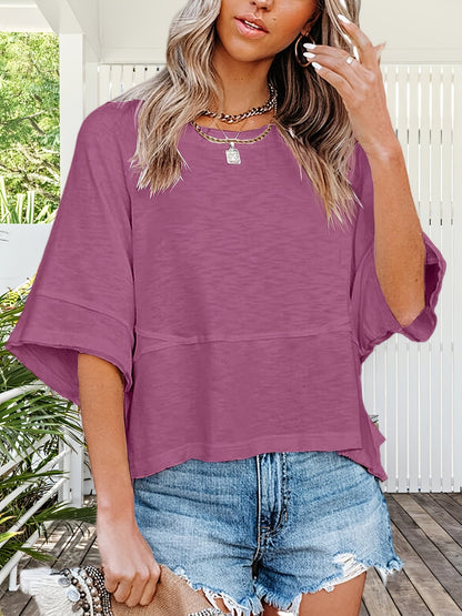Women's T-Shirt - Solid Color – White / Beige detail view