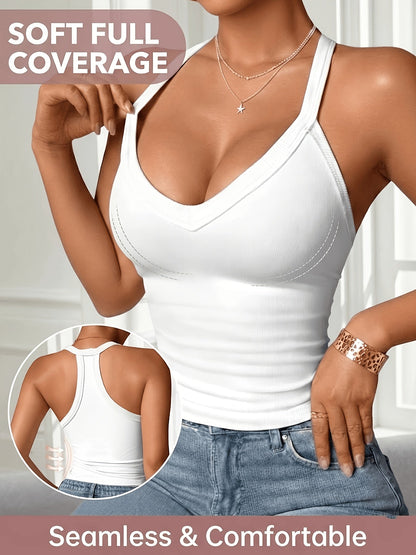 Women's Tank Top – 3pcs Women'S Ribbed V neck Vest Comfortable Breathable Sexy Slim Fit – view 4