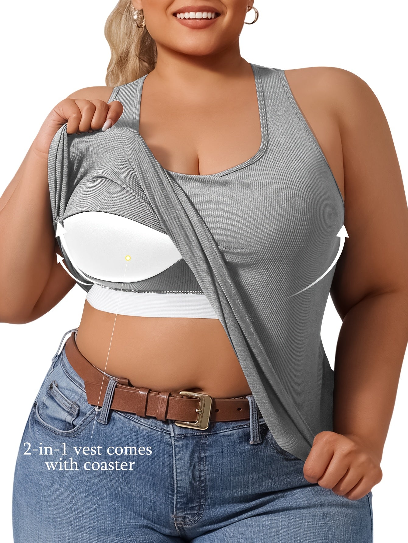 Women's Tank Top – Plus Size Plus Size Plus Size Women'S Spring Summer Fall Vest 2 In 1 – view 3
