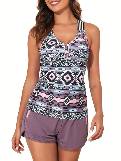 Women's Tankini - Vacation Style Classic Neckline Tummy Control – main product image