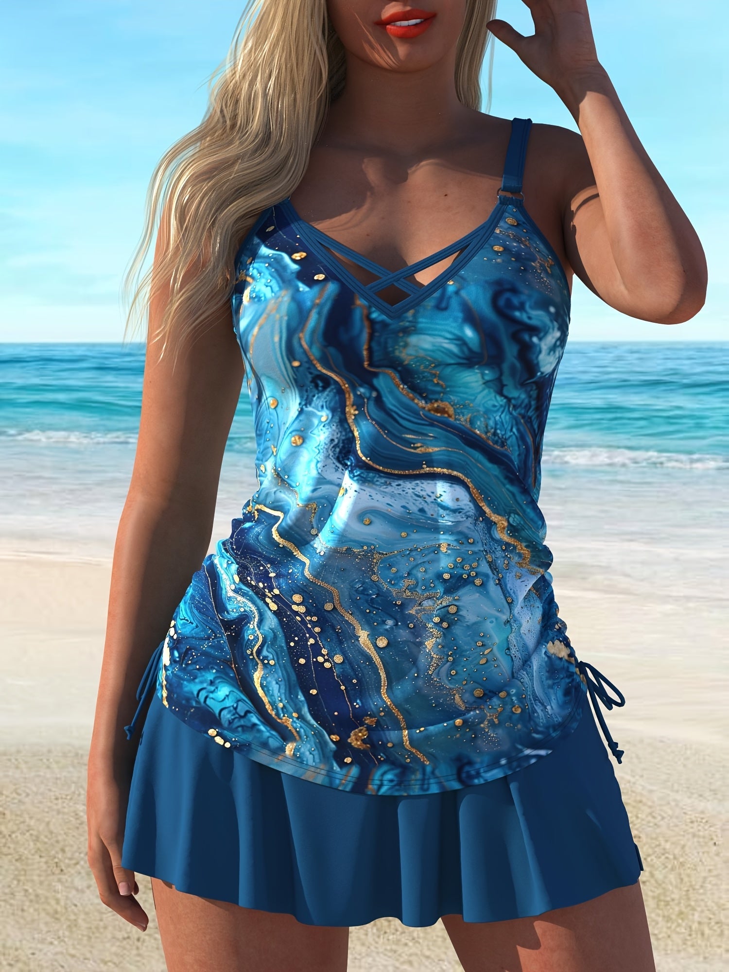 Women's Tankini - Vacation Style Vacation Style 69 – Blue option – main product image