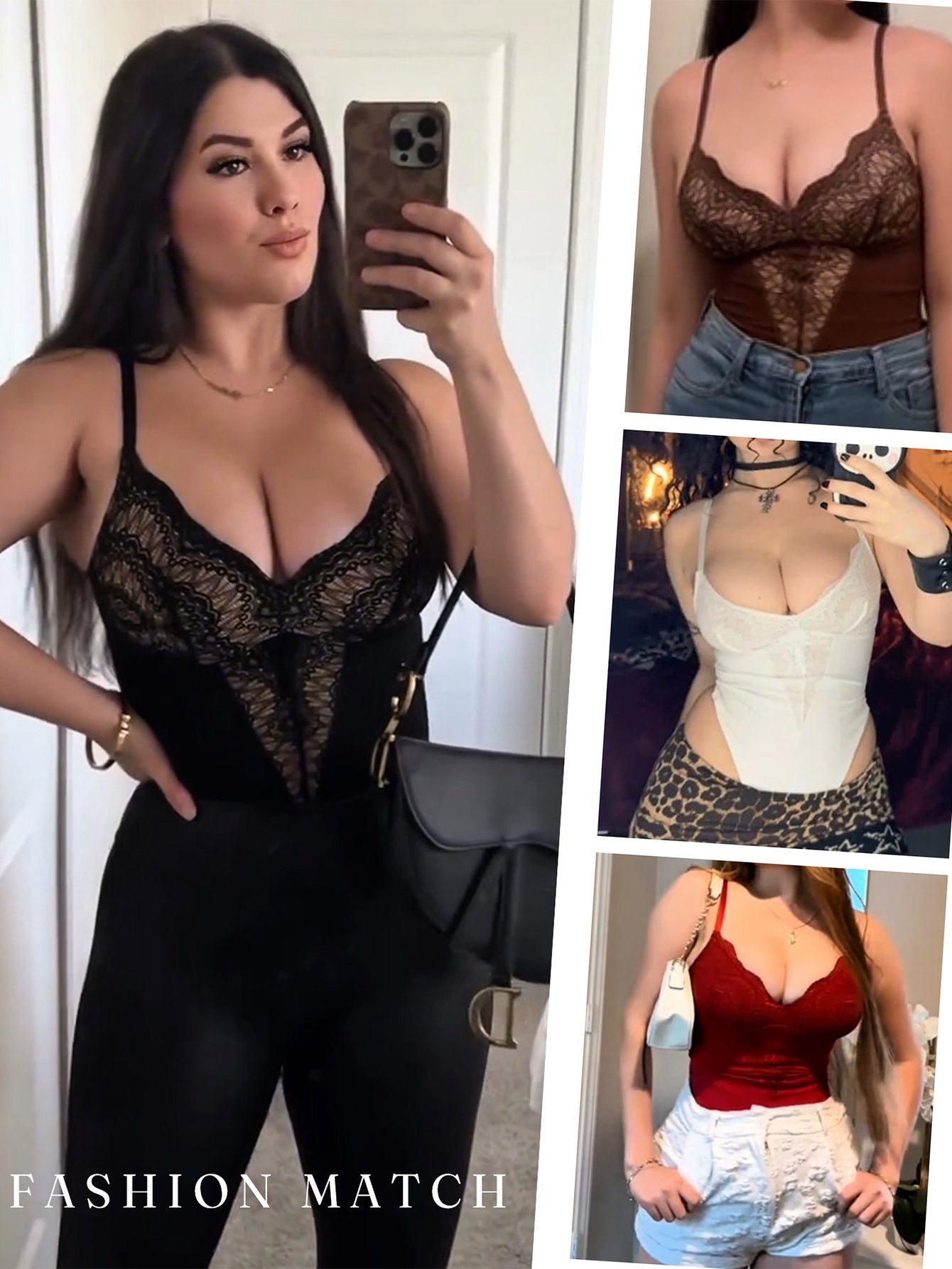 Women's Targeted Control Shapewear Bodysuit - Lace Body Smoothing, Black detail view