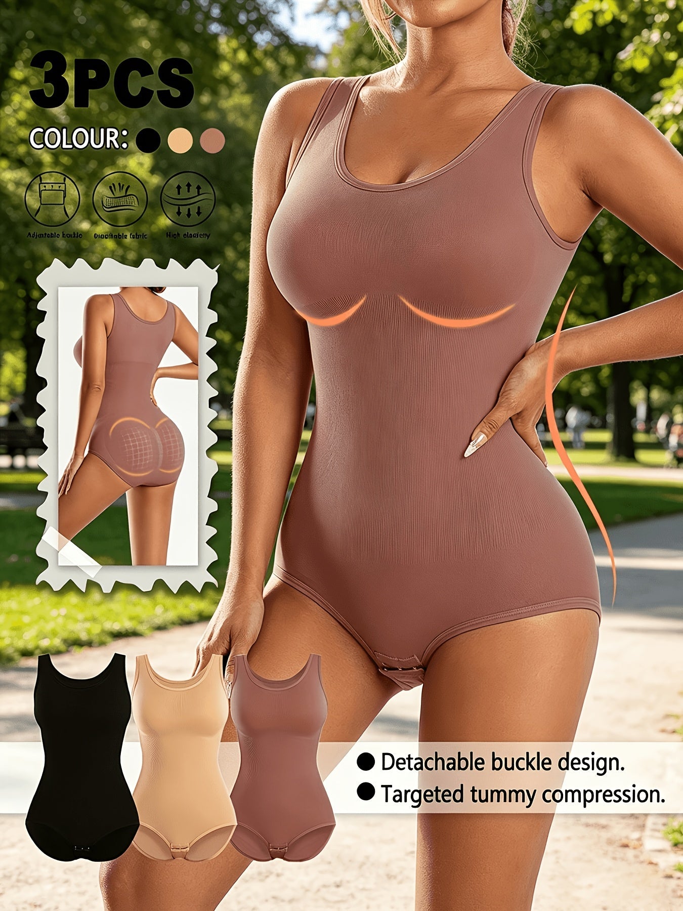 Women's Targeted Control Shapewear Bodysuit - Solid Color Body Smoothing detail view