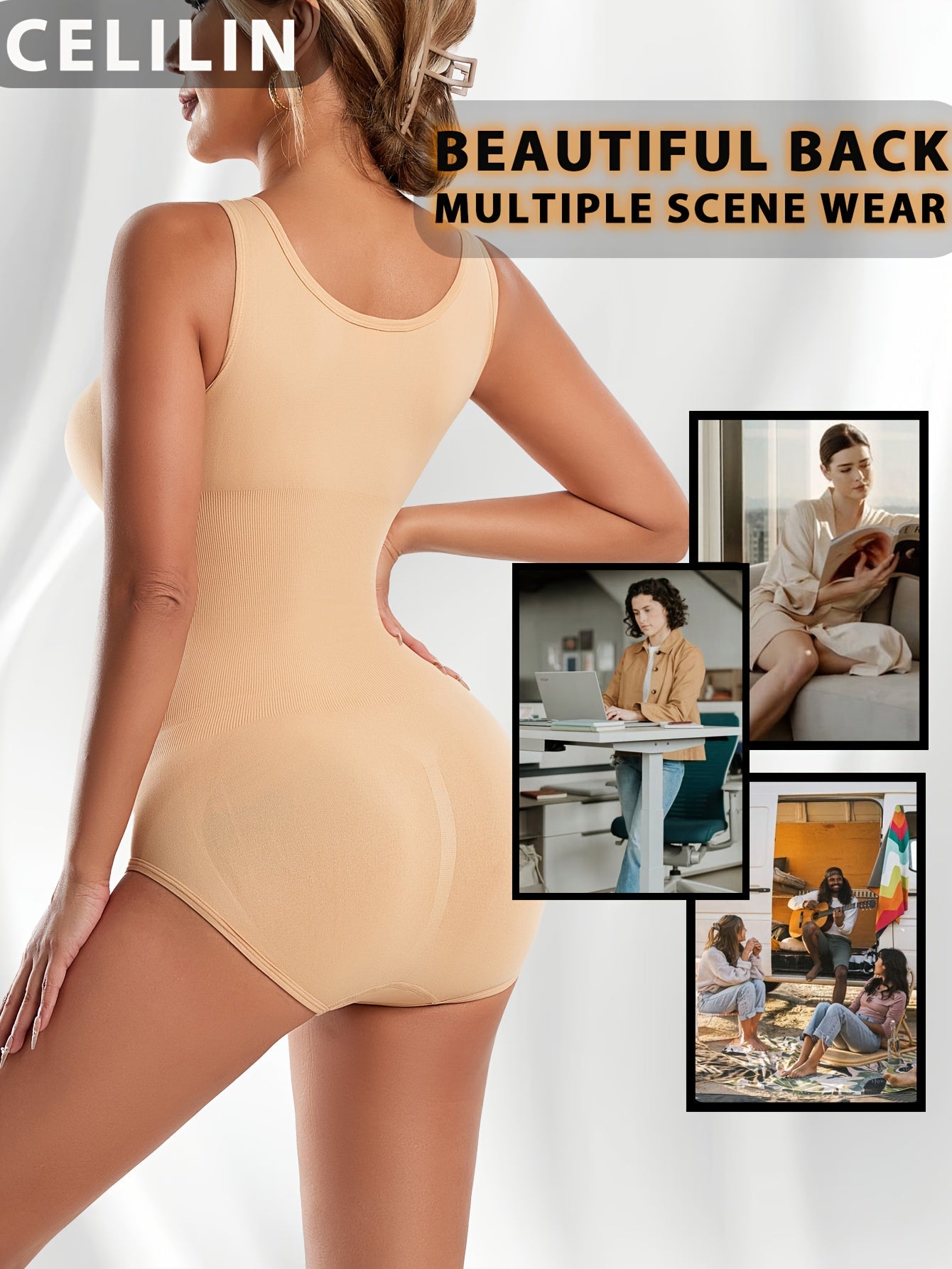 Women's Targeted Control Shapewear Bodysuit - Solid Color Body Smoothing detail view