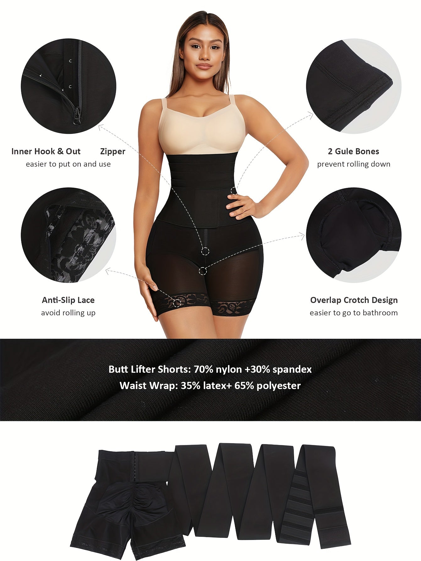 Women's Targeted Control Shapewear Bodysuit - Solid Color Body Smoothing, Black – view 4