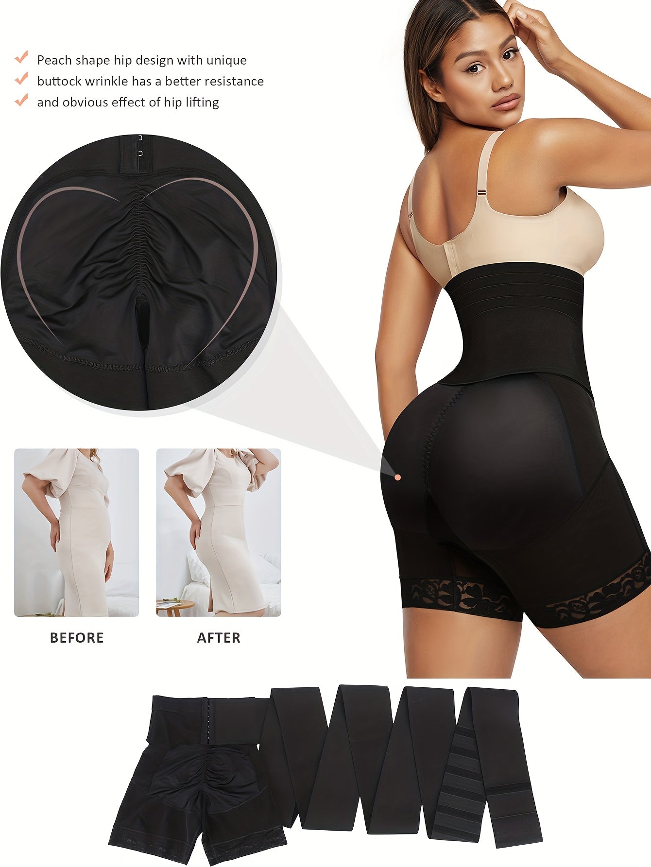 Women's Targeted Control Shapewear Bodysuit - Solid Color Body Smoothing, Black – view 9
