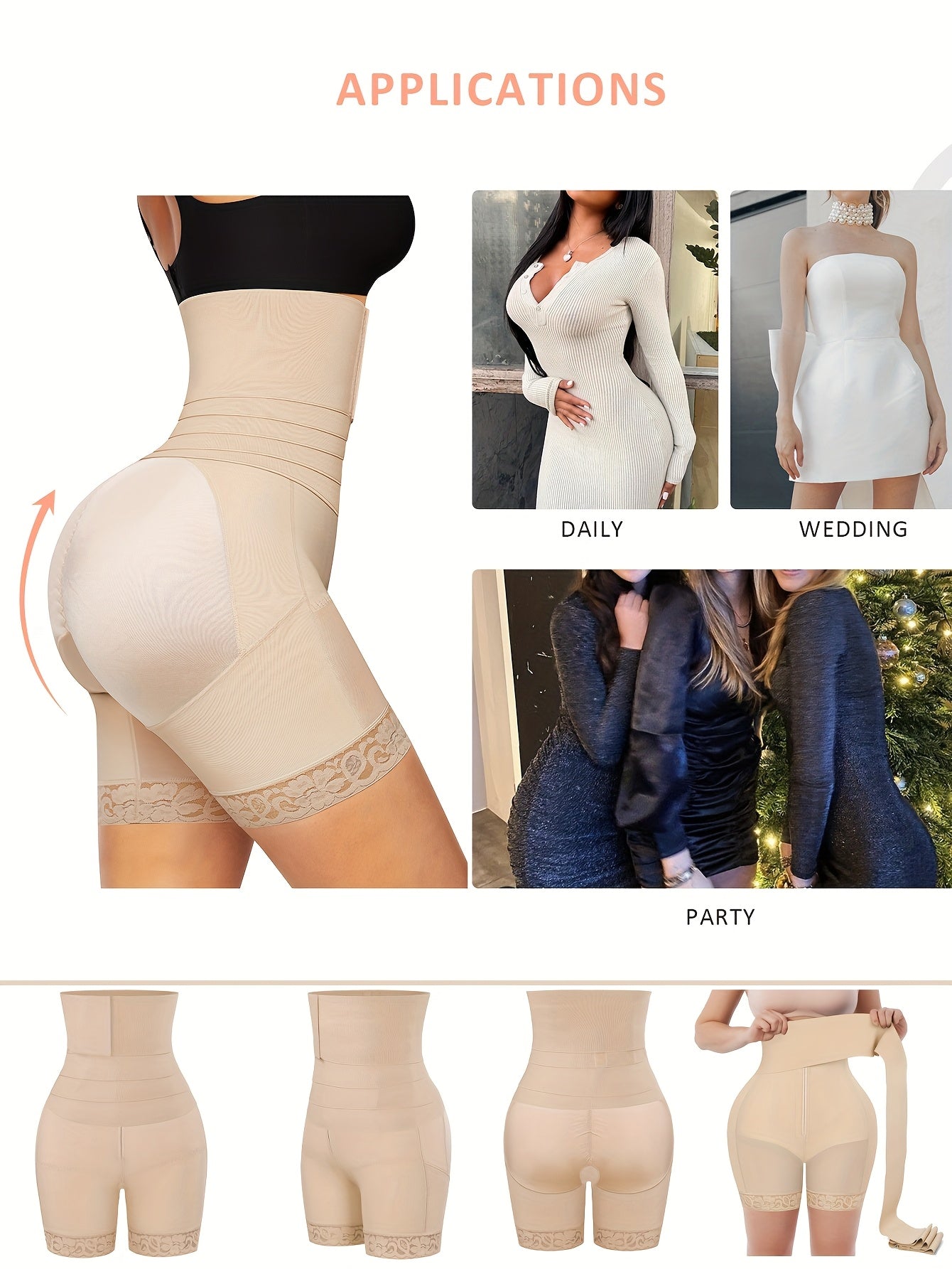 Women's Targeted Control Shapewear Bodysuit - Solid Color Body Smoothing, Black – view 12