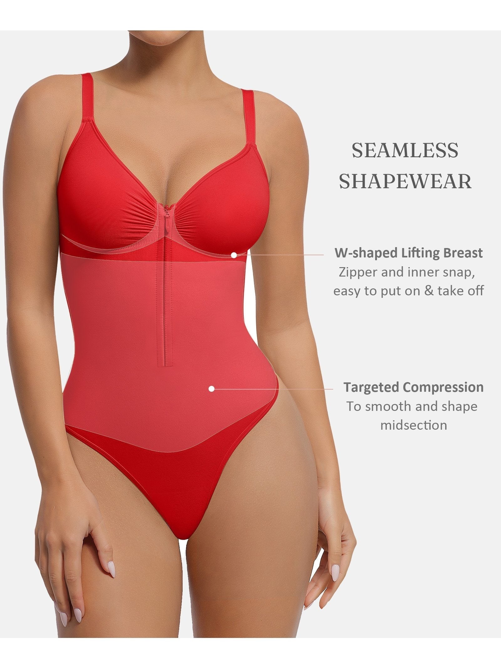 Women's Targeted Control Shapewear Bodysuit - Zip Front Body Smoothing – view 4