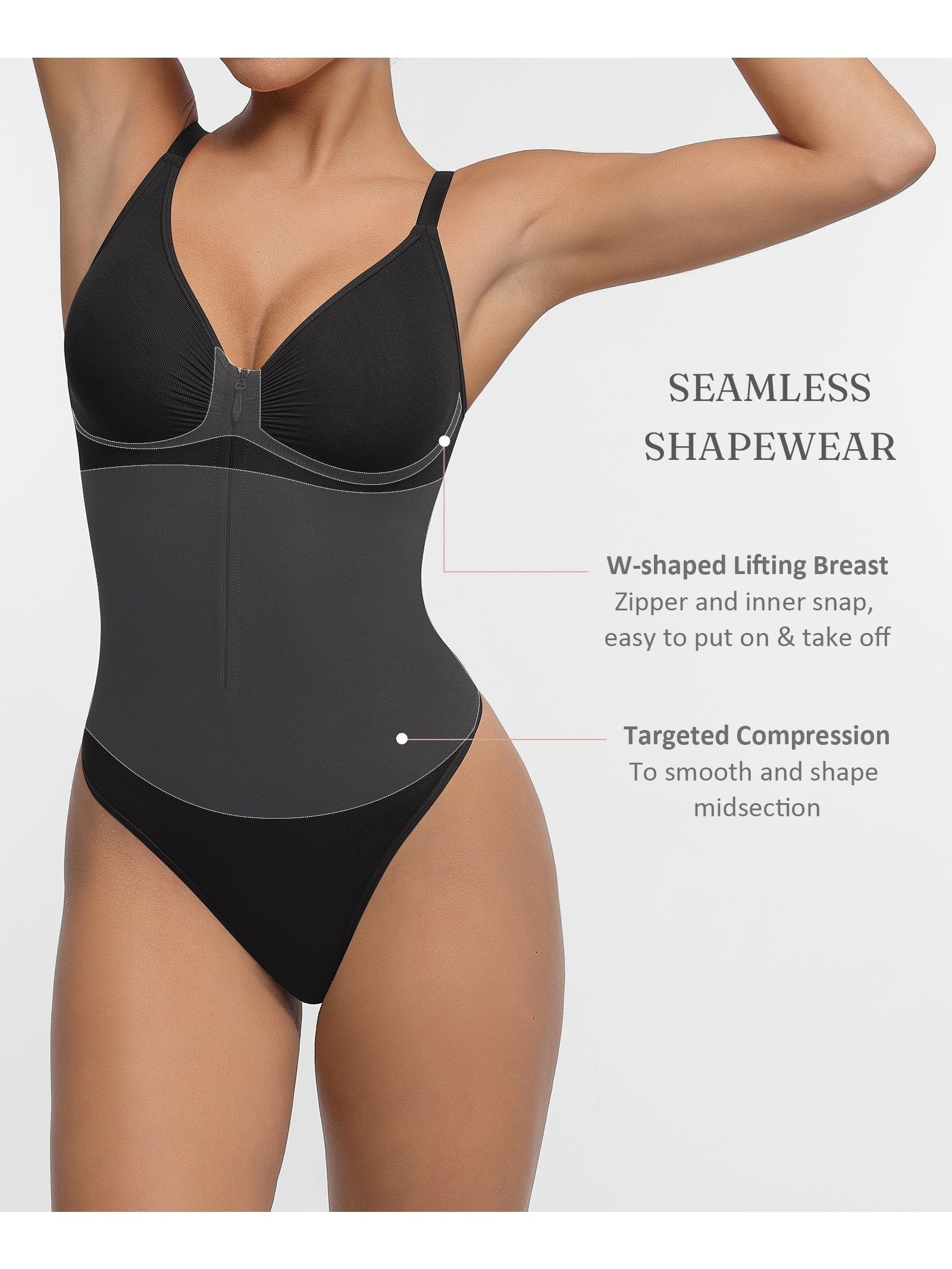 Women's Targeted Control Shapewear Bodysuit - Zip Front Body Smoothing – view 9