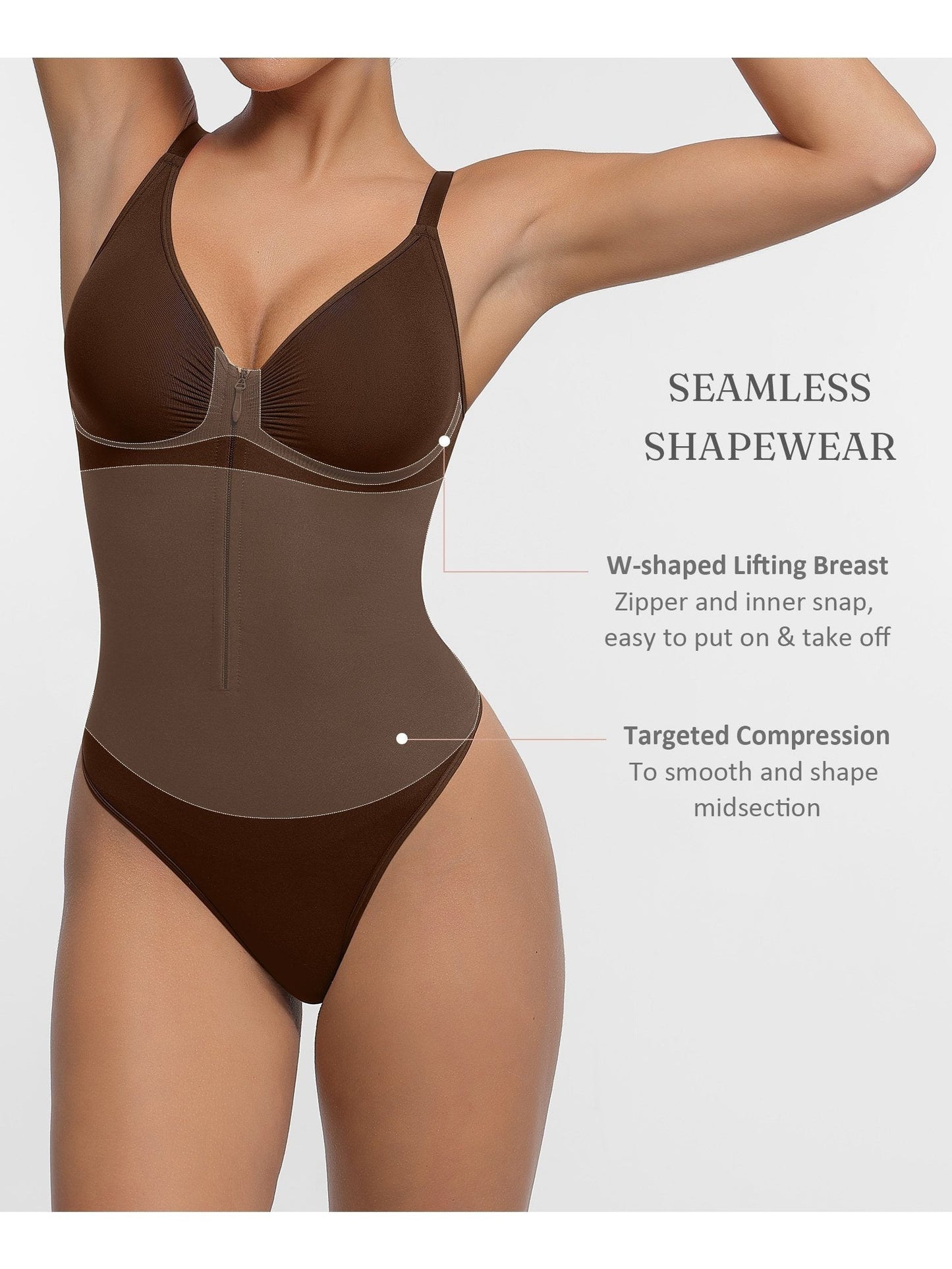 Women's Targeted Control Shapewear Bodysuit - Zip Front Body Smoothing – view 14