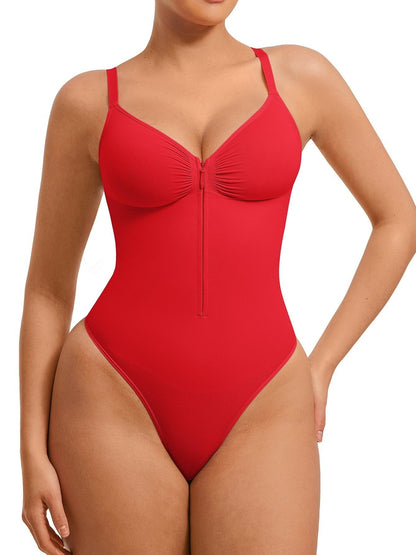 Women's Targeted Control Shapewear Bodysuit - Zip Front Body Smoothing – Brown option – main product image