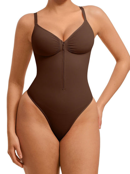 Women's Targeted Control Shapewear Bodysuit - Zip Front Body Smoothing – Brown option – view 10