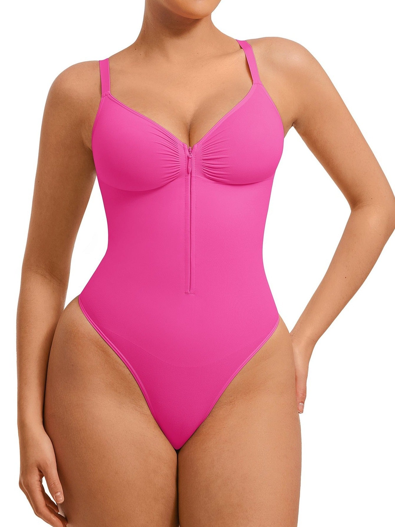 Women's Targeted Control Shapewear Bodysuit - Zip Front Body Smoothing – Brown option – view 16